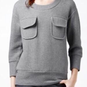 Lacoste Women's Marcassin Chine Quilted 2 Pocket Pullover Sweater in Grey Size 8